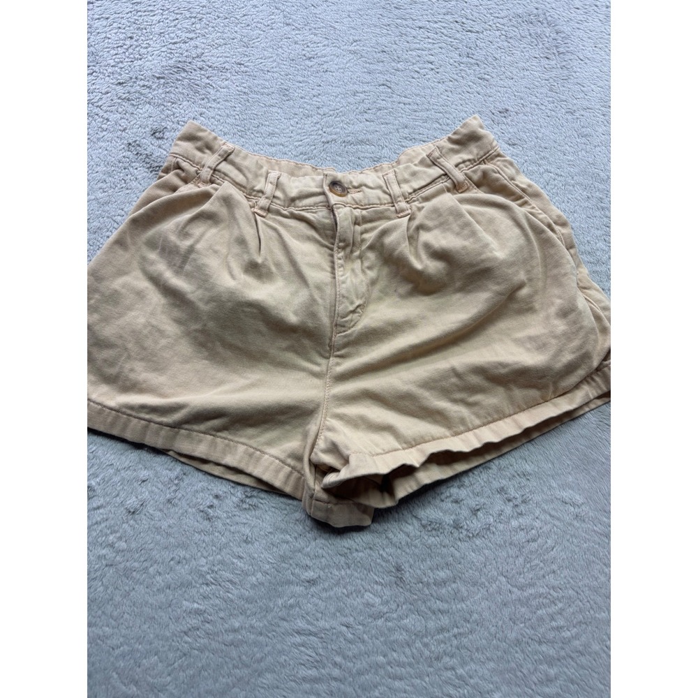 Free People Tan Khaki Pleated Chino Shorts High Waisted Size 2